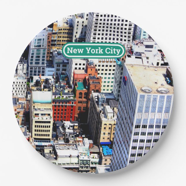 Assiettes En Carton New York City coloré moderne (Devant)