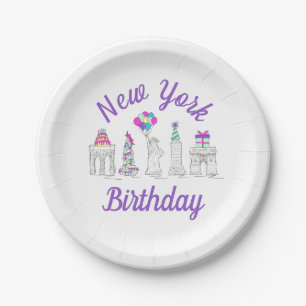 Assiettes En Carton New York City NYC Landmarks fête d'anniversaire