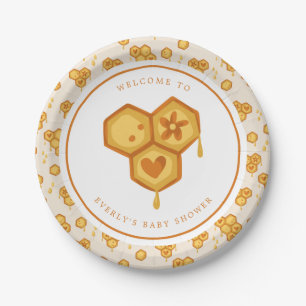 Assiettes En Carton Nid d'abeille Abeille Miel Chouette Baby Shower