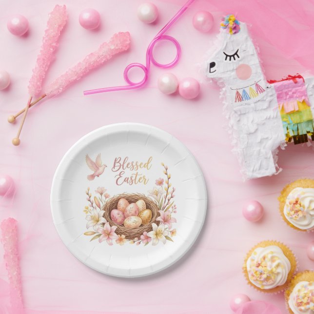 Assiettes En Carton Nid de Pâques avec œufs (Fête)