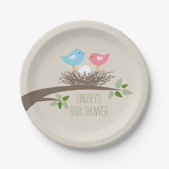 Assiettes En Carton Nid d'oiseau | Baby shower (Devant)