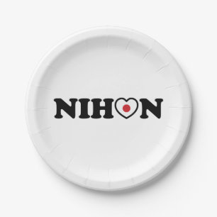 Assiettes En Carton Nihon Love Coeur Drapeau