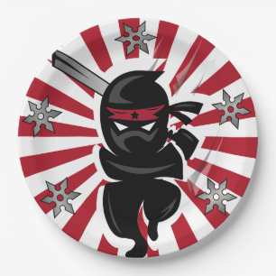 Assiettes En Carton Ninja Samurai Guerrier Plaques de papier jetables