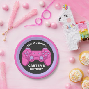 Assiettes En Carton Niveau Déverrouillé Jeu d'Anniversaire Personnalis