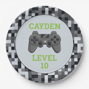 Assiettes En Carton Niveau supérieur de jeu vidéo Manette Fête d'anniv
