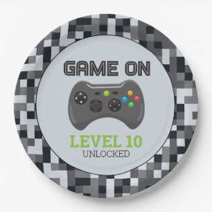 Assiettes En Carton Niveau supérieur de jeu vidéo Manette Fête d'anniv