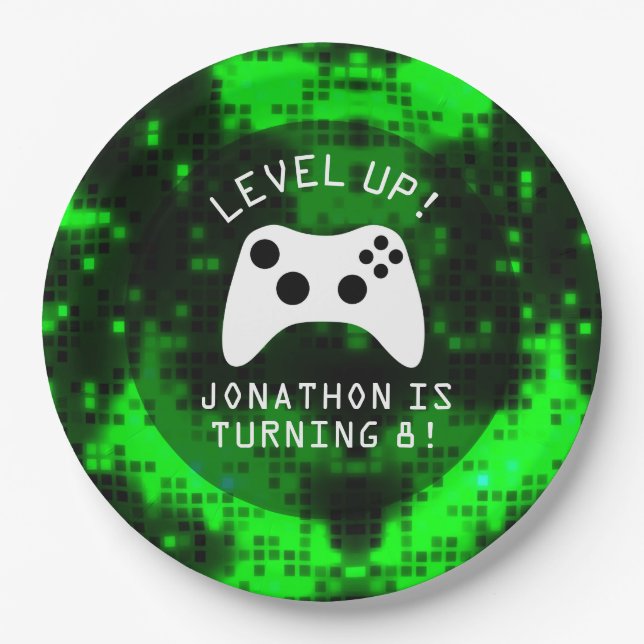 Assiettes En Carton Niveau Up Video Game Truck Anniversaire (Devant)