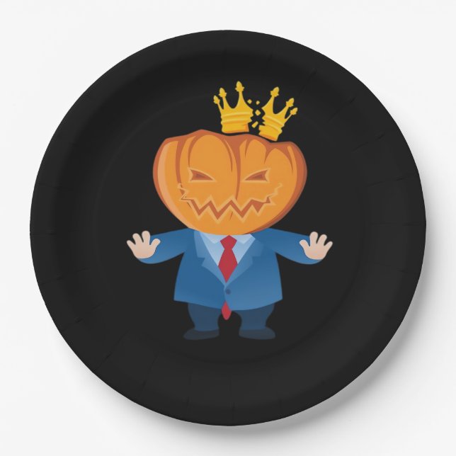 Assiettes En Carton No Kings - Trumpkin Citrouille Classic (Devant)