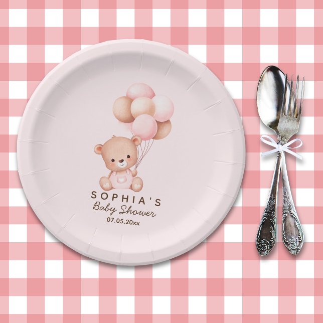 Assiettes En Carton No podemos esperar mas Lindo oso Rosa Baby shower (Créateur téléchargé)