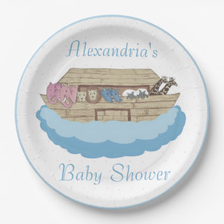 Assiettes En Carton Noah's Ark Baby Boy Baby shower bleu