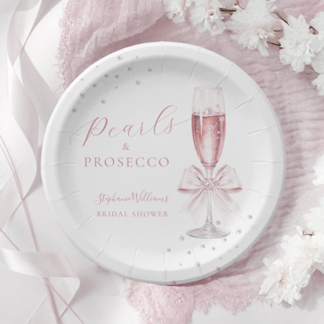 Assiettes En Carton Noce de rêve rose : Pearl et Prosecco (Créateur téléchargé)
