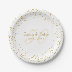 Assiettes En Carton Noces d'or Confetti poussière d'or
