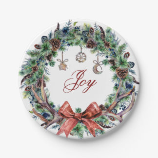 Assiettes En Carton Noël 2021 Joy Wreath Plate
