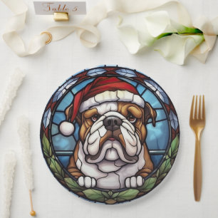 Assiettes En Carton Noël à Bulldog en verre tendu