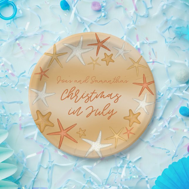 Assiettes En Carton Noël à l'étoile de mer en juillet (Starfish Christmas in July Paper Plates)