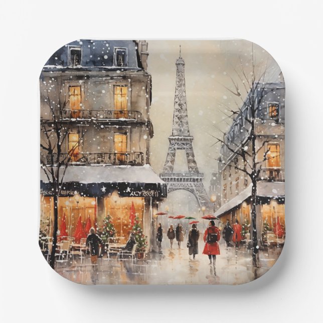 Assiettes En Carton Noël à Paris,  (Recto)