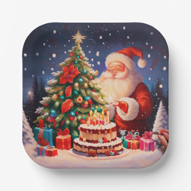 Assiettes En Carton Noël Anniversaire 11 (Recto)