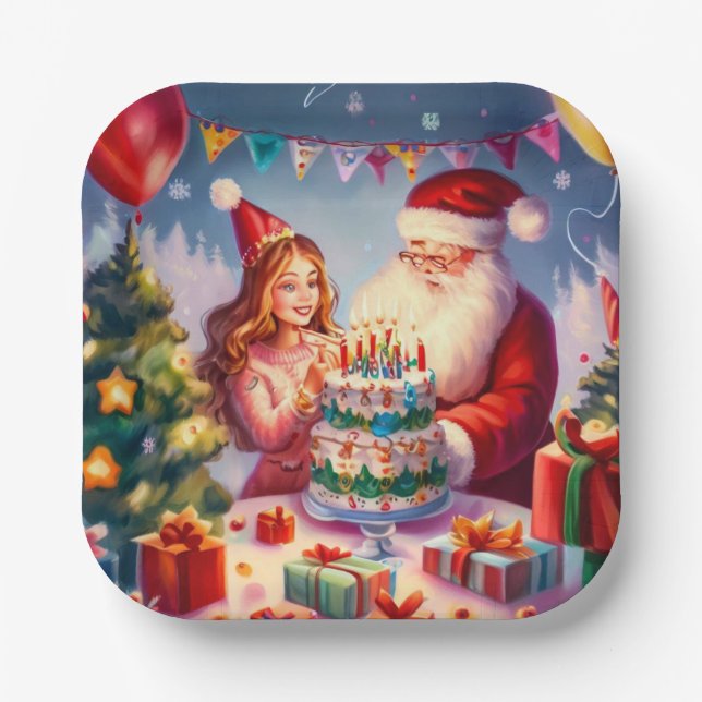 Assiettes En Carton Noël Anniversaire 8 (Recto)