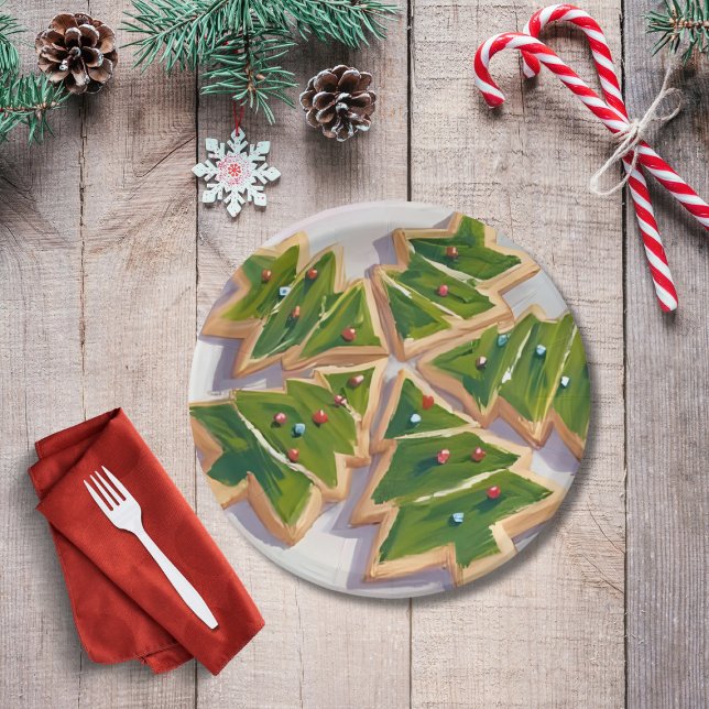 Assiettes En Carton Noël Arbre Cookies Fête de Noël (Créateur téléchargé)