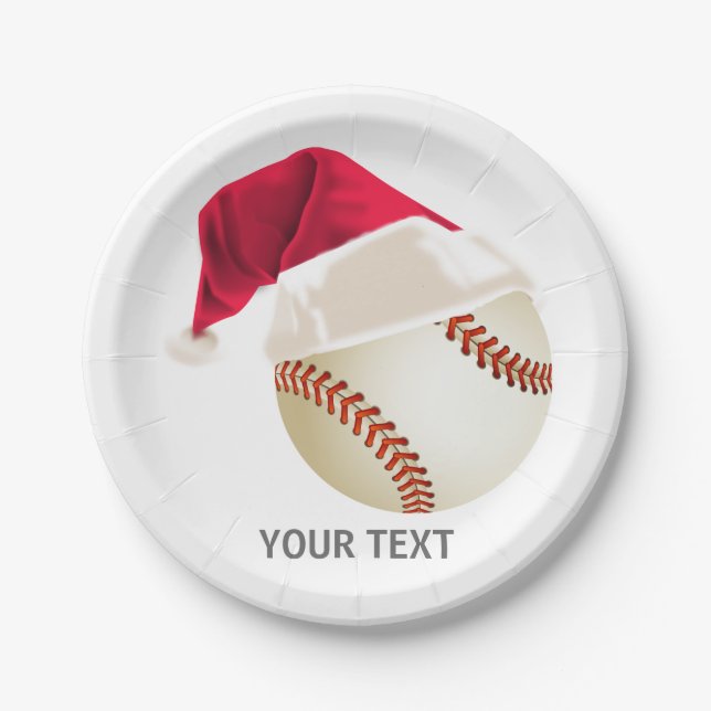 Assiettes En Carton Noël baseball (Devant)