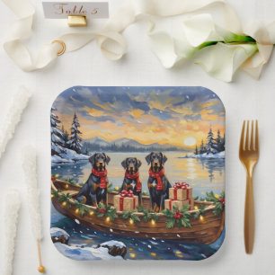 Assiettes En Carton Noël Bateau de vacances Weimaraner