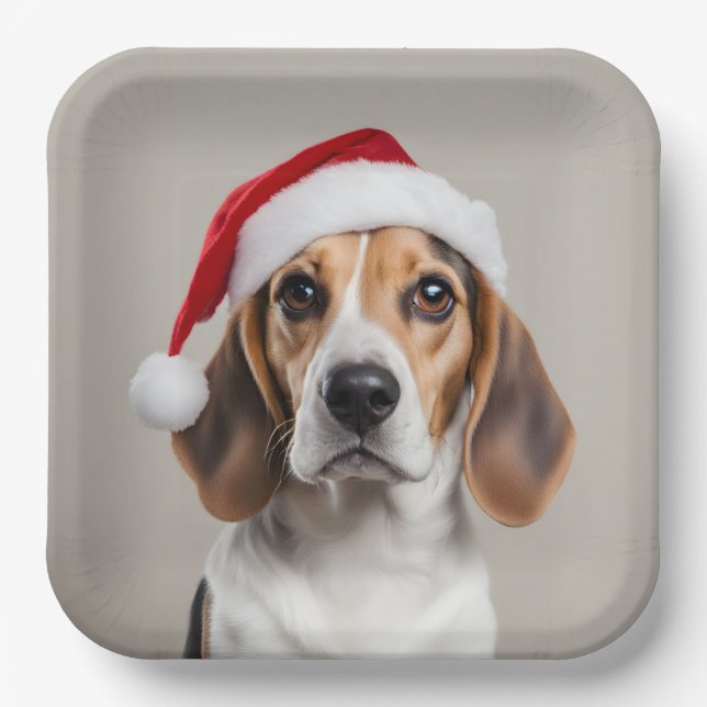 Assiettes En Carton Noël beagle (Recto)