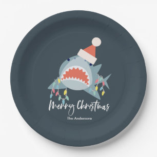 Assiettes En Carton Noël bleu du requin Noël