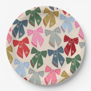 Assiettes En Carton Noël Bows Coquette