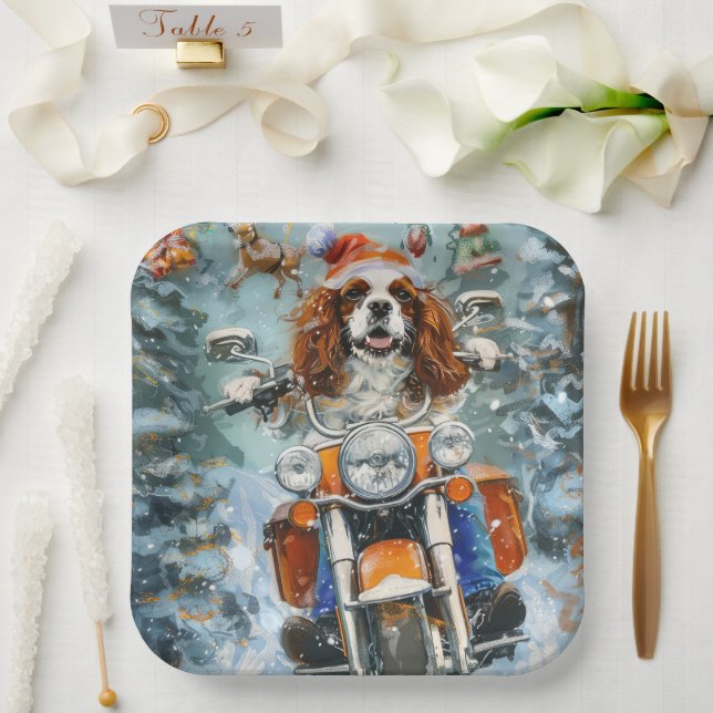 Assiettes En Carton Noël Cavalier King Charles Spaniel (Mariage)