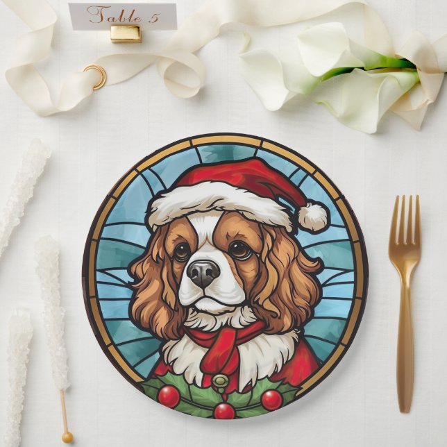 Assiettes En Carton Noël Cavalier King Charles Spaniel (Mariage)