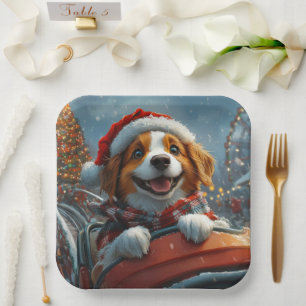 Assiettes En Carton Noël Chien Épagneul Breton