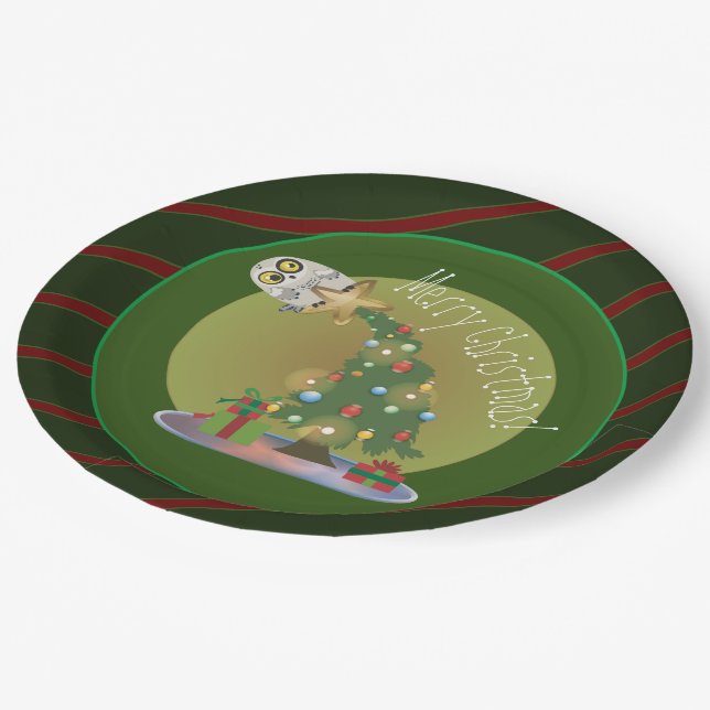 Assiettes En Carton Noël Chouette (Angle)