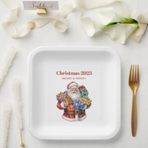 Assiettes En Carton Noël classique de Jolly Santa Claus