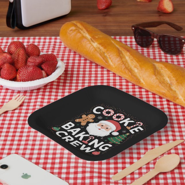 Assiettes En Carton Noël Cookie Baking Crew Famille Noël (Pique-nique)