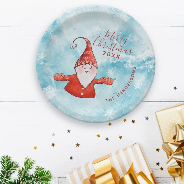 Assiettes En Carton Noël côtier moderne Gnome mignon (Créateur téléchargé)