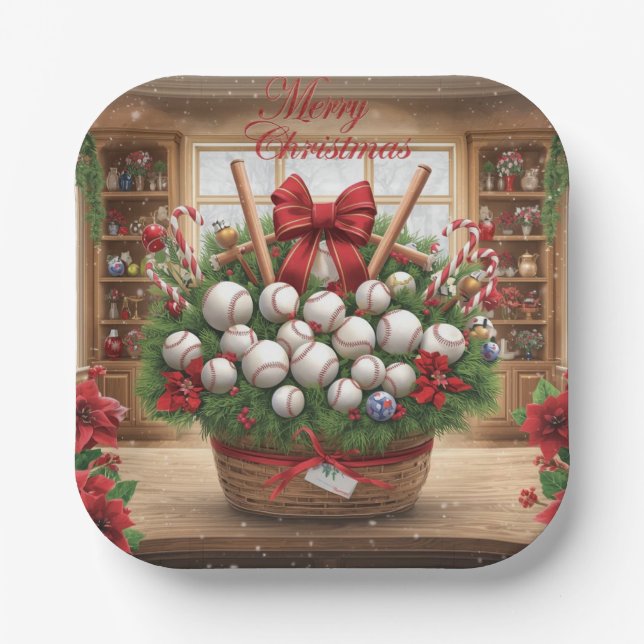 Assiettes En Carton Noël de baseball (Recto)