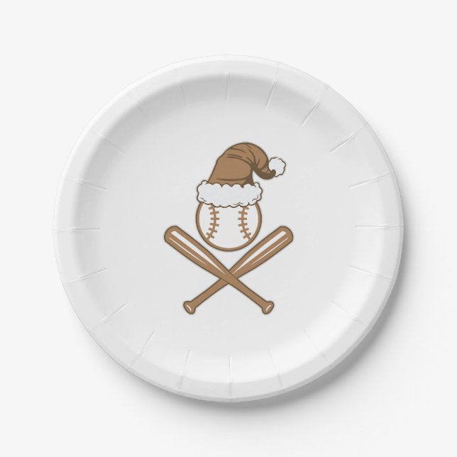 Assiettes En Carton Noël de baseball (Devant)