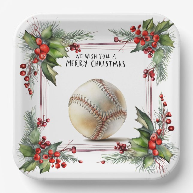 Assiettes En Carton Noël de baseball (Recto)