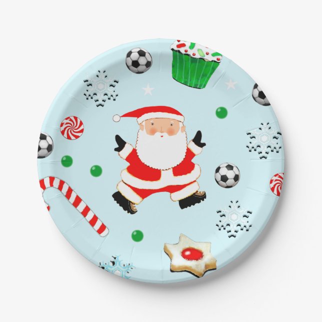 Assiettes En Carton Noël de football (Devant)