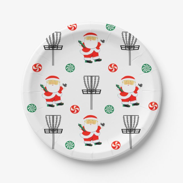 Assiettes En Carton Noël de Golf sur Disque (Devant)