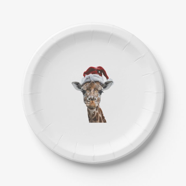 Assiettes En Carton Noël de la girafe (Devant)