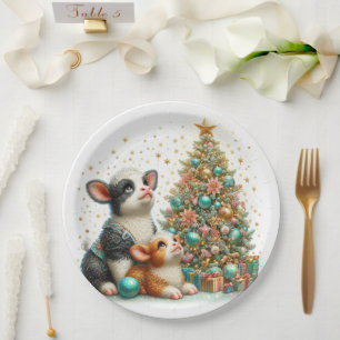 Assiettes En Carton Noël de la maman et de la petite vache