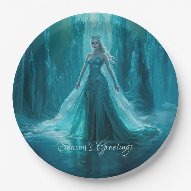 Assiettes En Carton Noël de la reine des glaces magiques (Devant)