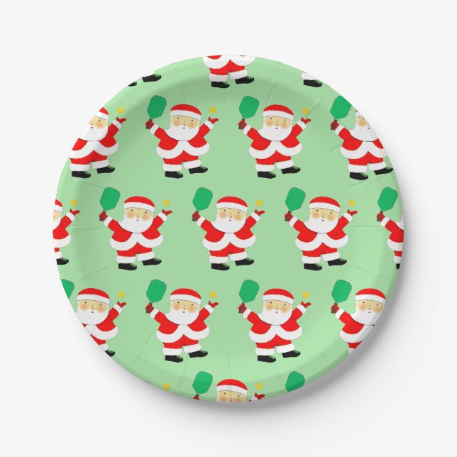 Assiettes En Carton Noël de pickleball (Devant)