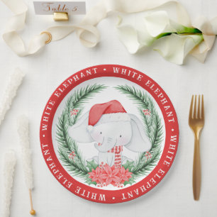 Assiettes En Carton Noël des éléphants blancs