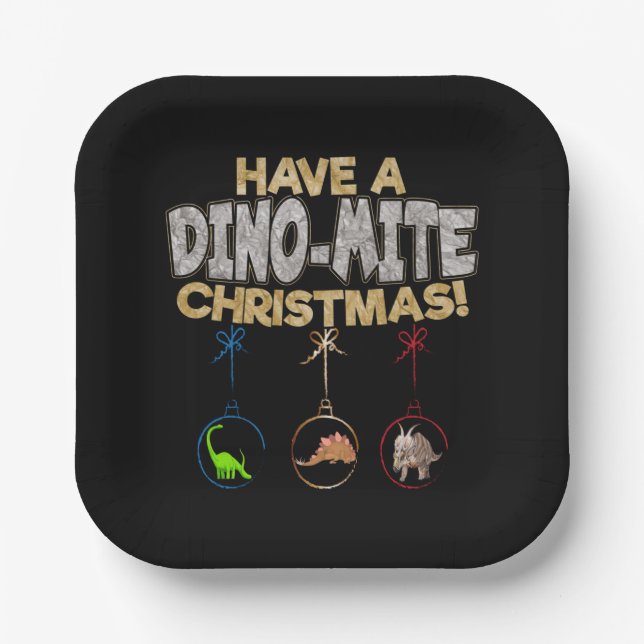 Assiettes En Carton Noël Dinosaur Dino Pun (Recto)