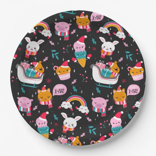 Assiettes En Carton Noël drôle (Devant)