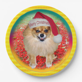 Assiettes En Carton Noël drôle de chien de Pomeranian Marley mauvais