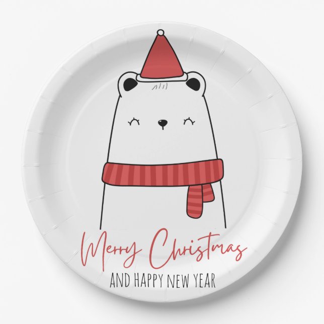 Assiettes En Carton Noël du chat drôle (Devant)