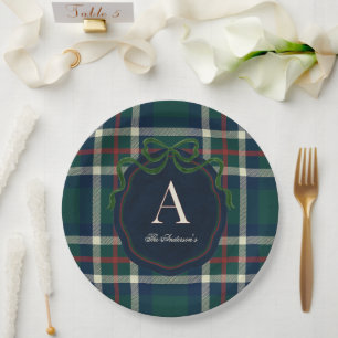 Assiettes En Carton Noël Élégant Prépa à Carreaux Monogramme